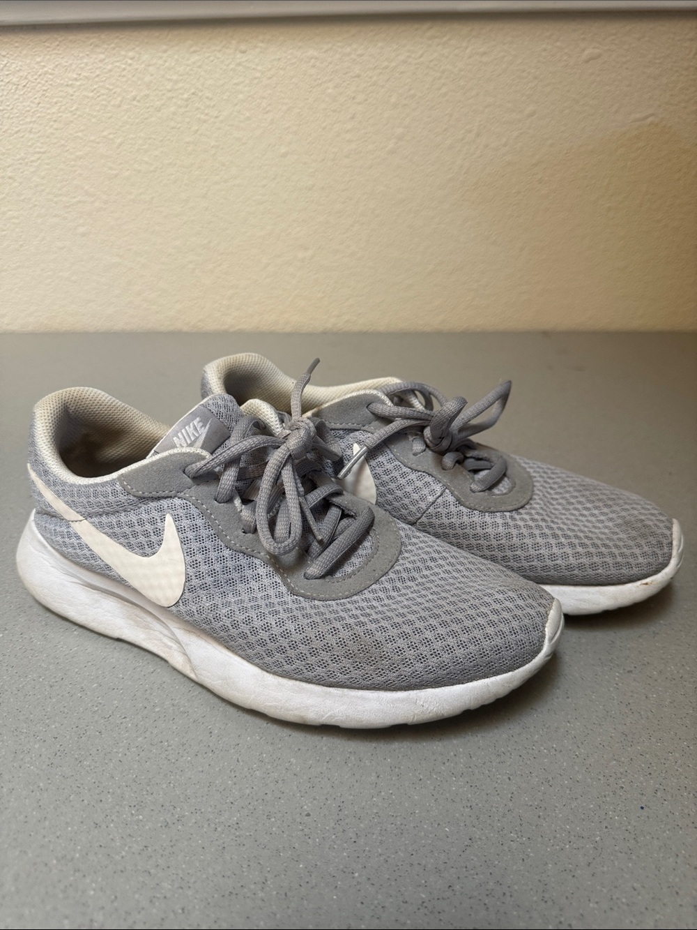 Nike Light Gray Mesh Sneakers with White Swoosh